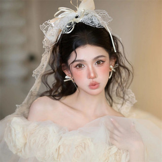 Bộ kẹp tóc nơ ren siêu cổ tích phong cách rừng cô dâu