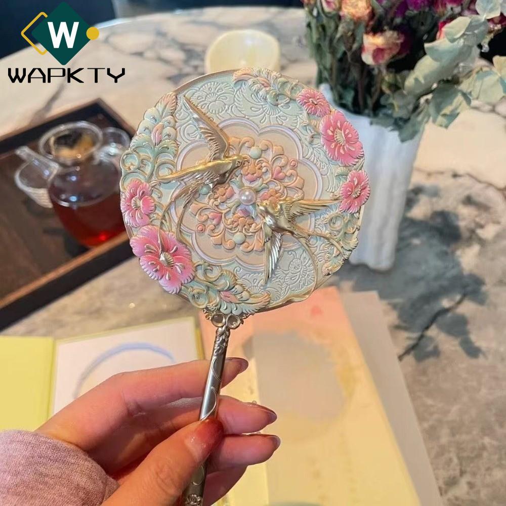 WAPKTY Gương Mini, Phong Cách Trung Hoa Mẫu Đơn Tinh Tế Hoa Mẫu Đơn Dụng Cụ Mỹ Phẩm, Quà Tặng Gương Trang Điểm Bỏ Túi Vintage Hợp Thời Trang