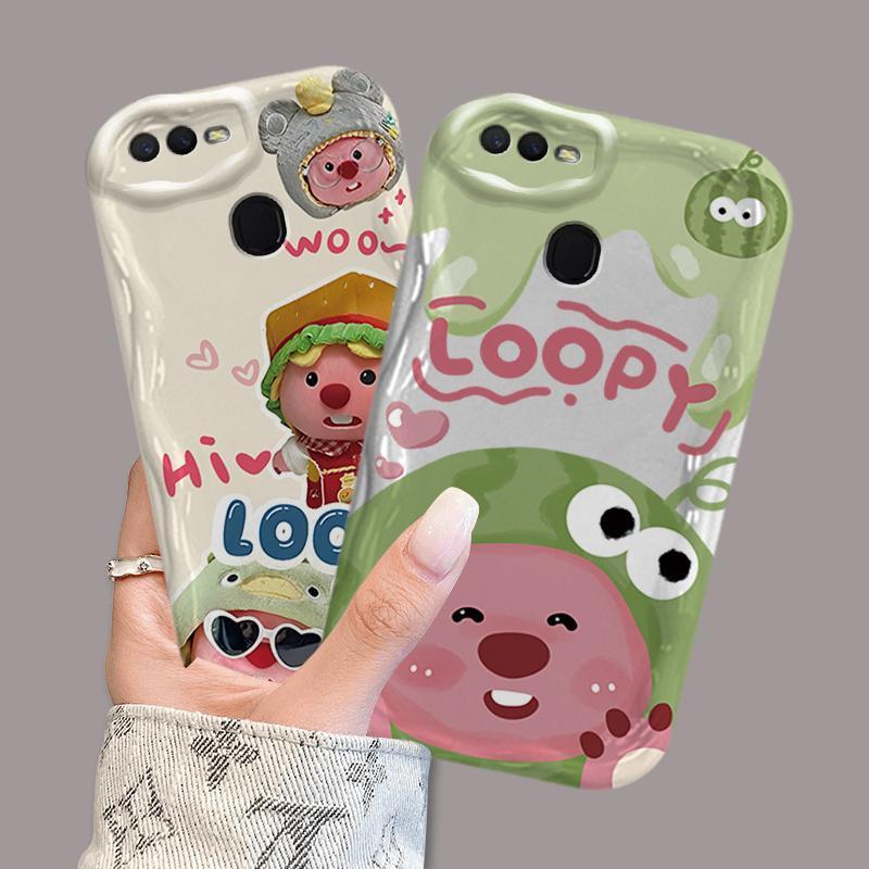 Ốp Silicon Hoạt Hình Cho OPPO A5S A7 A12 F9 F9 Pro Phụ Kiện 3D Vỏ Điện Thoại Mềm Loopy Chống Sốc Ốp Lưng