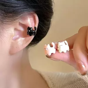 Kẹp tai mèo hoạt hình nhỏ nhắn, dễ thương với chất liệu mềm mại, phù hợp cho người không muốn lỗ tai - Trang sức thời trang cao cấp