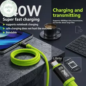 Cáp USB Type-C sang Type-C sạc nhanh PUSKY 240W 1,5m có màn hình nguồn thời gian thực cho điện thoại di động Cáp sạc nhanh VN
