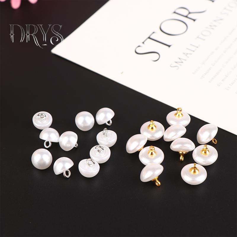 TFT 10mm/12mm - 10 cái nút áo hình nấm nhựa, bán nguyệt màu ngọc trai, dùng để trang trí và DIY