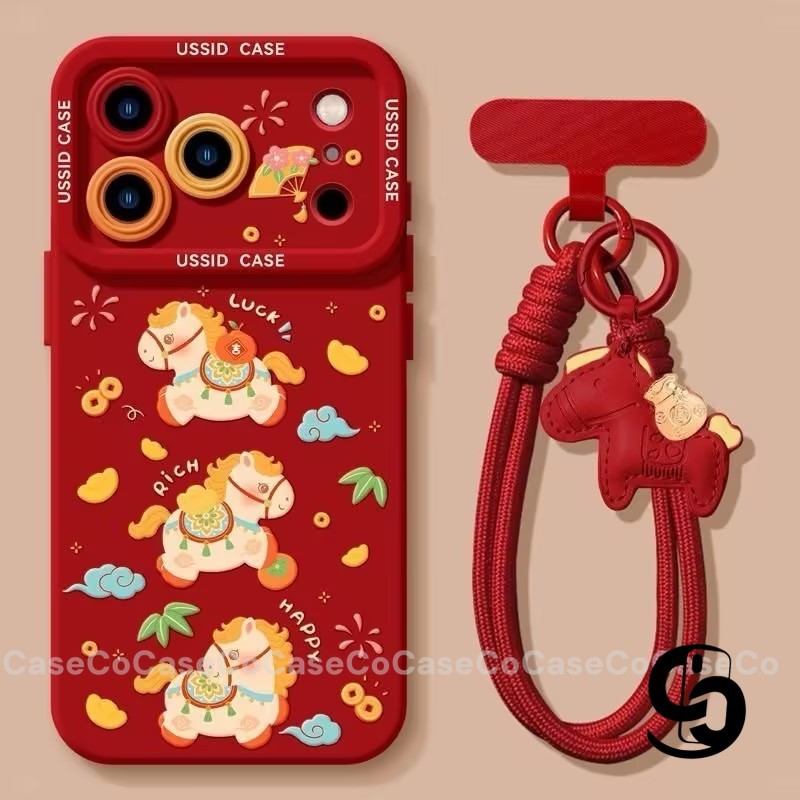 Ốp Lưng Cho Realme C67 C75 C65 C63 C55 C51 C35 C15 C25 Note 50 C33 C21 C12 C11 C30 Vỏ vòng tay ngựa làm giàu năm mới