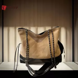 CMinYP Hợp Thời Trang Da Lộn Họa Tiết Vintage Dây Xích Xô Túi Màu Sắc Tương Phản Túi Đeo Vai Vinh Quang