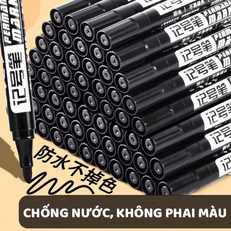 Bút lông dầu đen đa bề mặt mực chống thấm, viết rõ không phai, bộ 50 chiếc dùng lâu, đáp ứng mọi nhu cầu