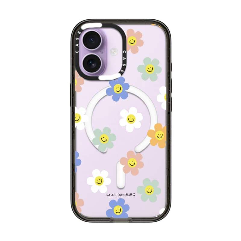 CASECASE X Callie Danielle Happy Daisies Black Edge Clear Hard Từ Hút Tác Động Cho Apple IPhone 12 13 14 15 16 17 Pro Max Air Plus Có Hộp