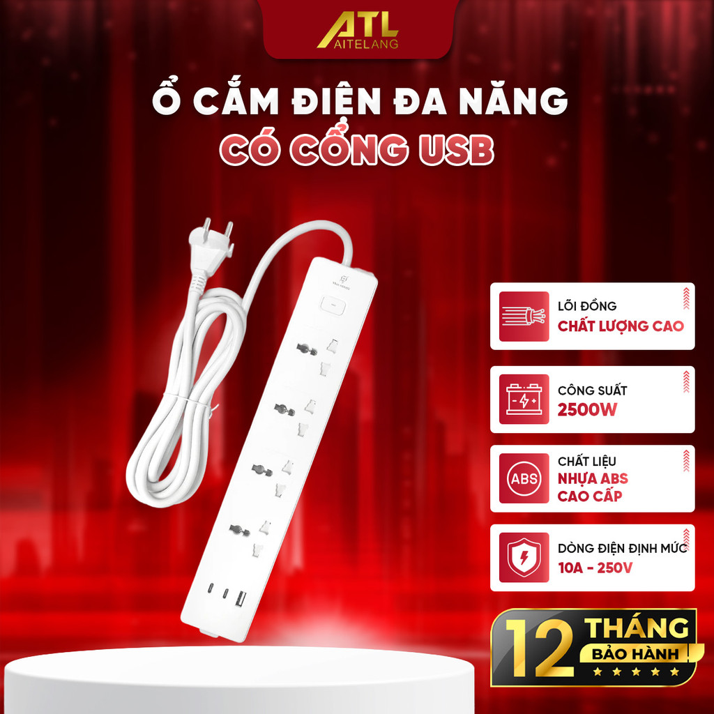 Ổ cắm điện đa năng, có USB, ổ cắm thông minh, an toàn, bền đẹp, dùng cho gia đình, văn phòng