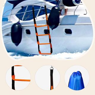 Thang dây thuyền Jfory làm từ polyester và thép không gỉ, dễ gấp gọn, phù hợp leo núi và hỗ trợ bơi lội trên bơm hơi