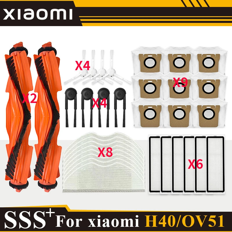 Xiaomi Robot Hút Bụi H40 / OV51 Phụ Kiện Bàn Chải Chính Bàn Chải Bên Cây Lau Nhà Vải Lọc HEPA Túi Bụi