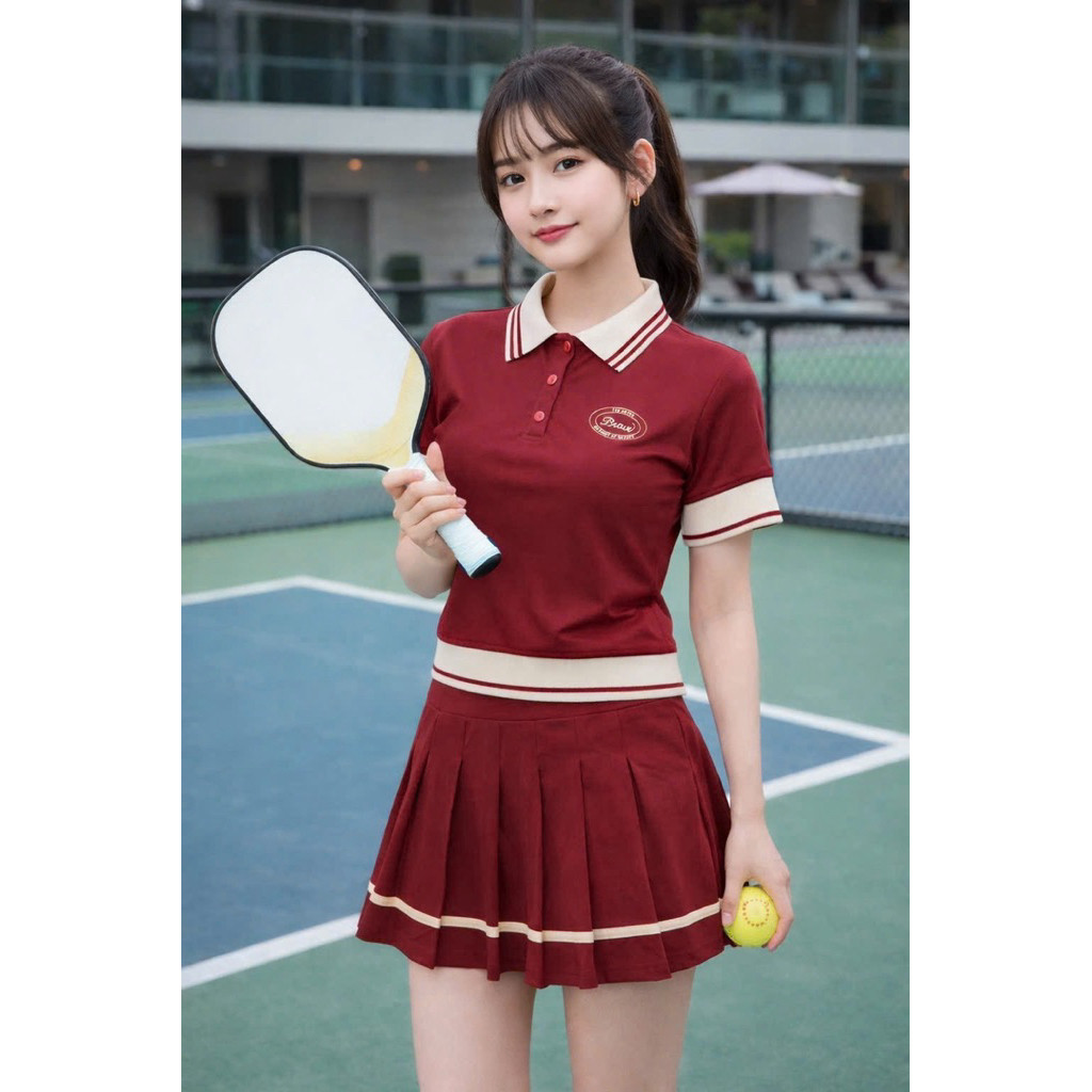 [PICKLEBALL] Bộ tập pickleball nữ , cầu lông, tennis, chất liệu thun mềm mát thoải mái vận động