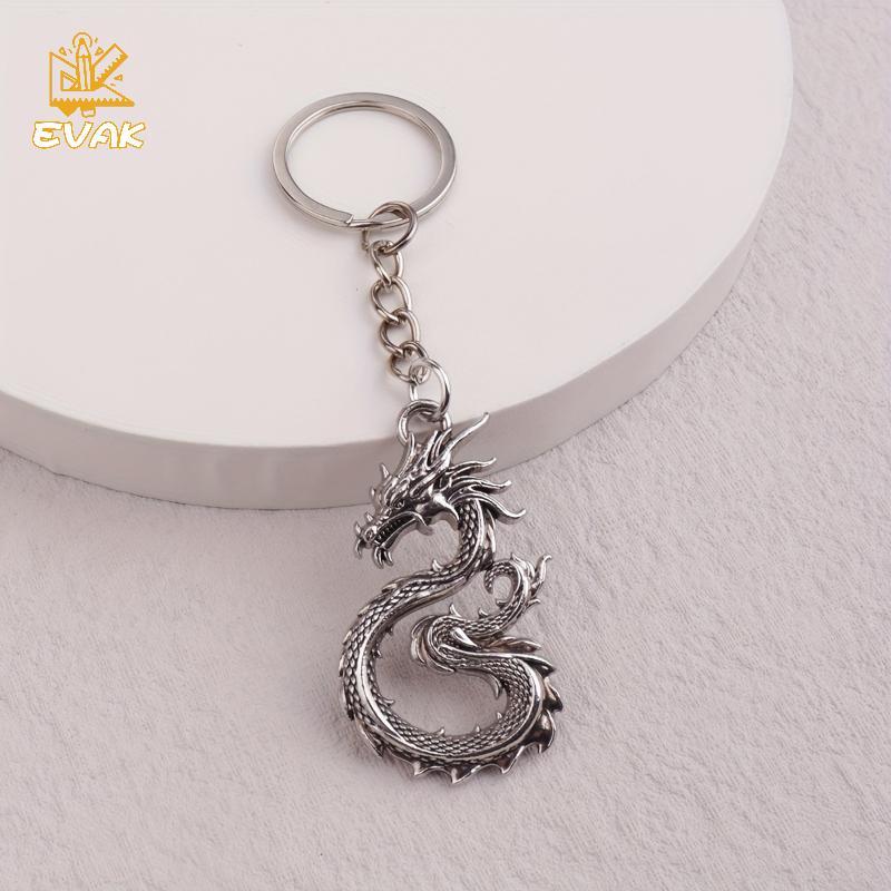 Alittlesetrtu Vintage Bạc Hợp Kim Kẽm Hình Rồng Móc Khóa Mặt Dây Chuyền, Quà Tặng Sinh Nhật Hoặc Ngày Lễ, Sản Phẩm Thời Trang Sáng Tạo, Phong Cách Retro VN