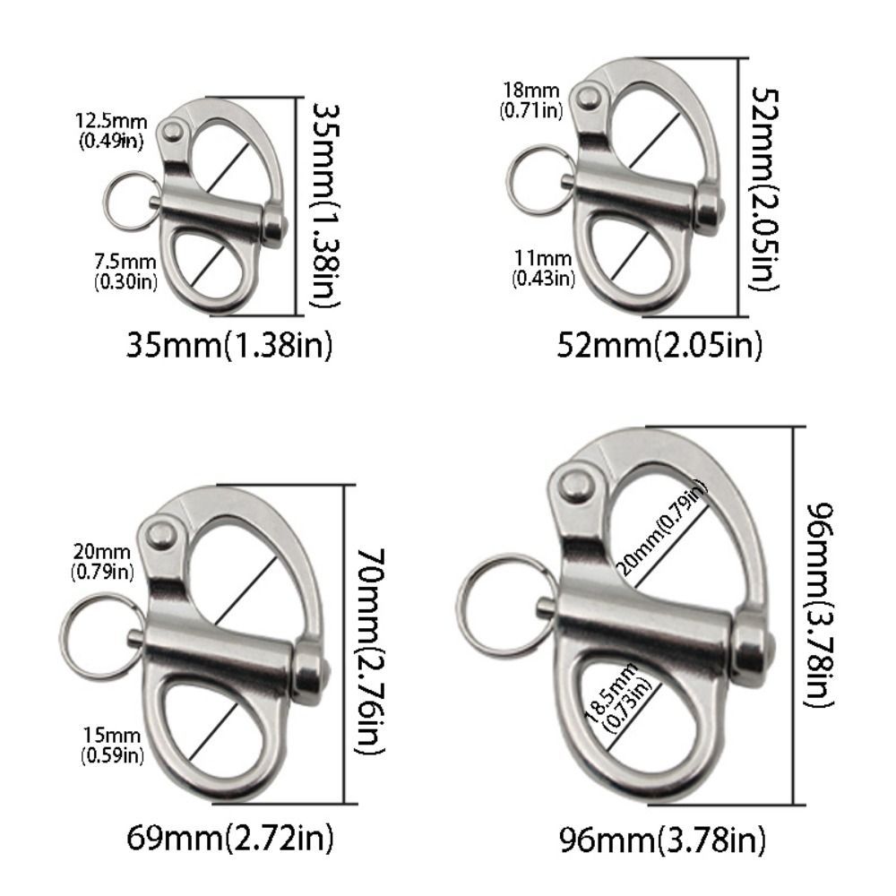 Móc treo xoay LACYESUK, còng xoay hàm bằng thép không gỉ, móc tháo nhanh 35 / 52 / 69 / 96mm