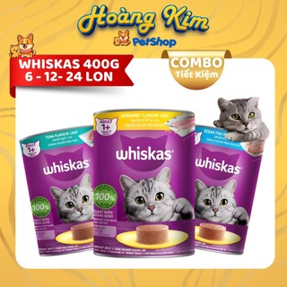 PATE Whiskas 6 - 12 - 24 Lon 400G Vị Cá Ngừ - Cá Biển - Cá Mòi làm từ cá thật - Hoàng Kim Petshop