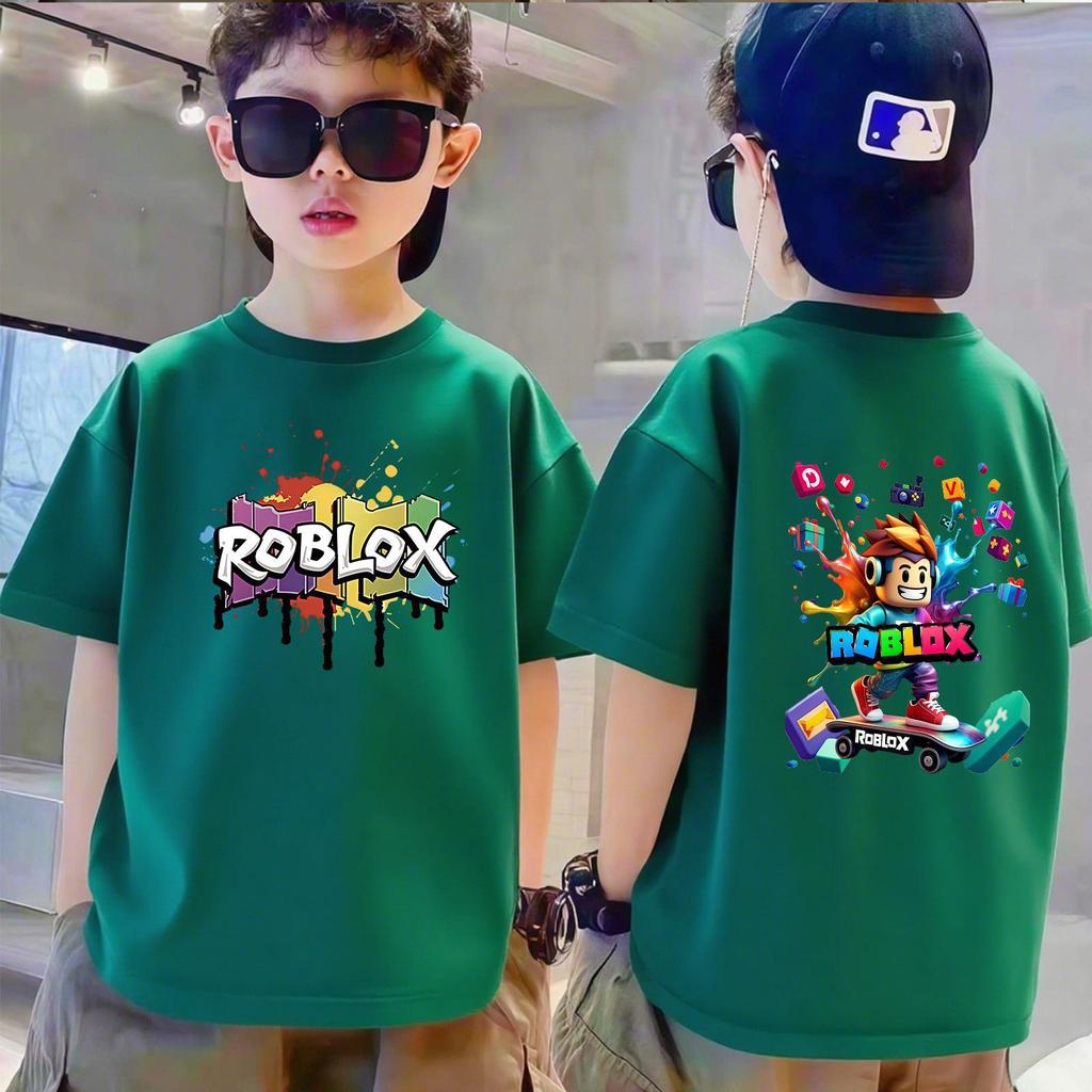 Roblox V2, Tròn Cổ, Dành Trẻ, Ngắn Tay, Co Giãn, Anime In, 100% Cotton, COD Temp