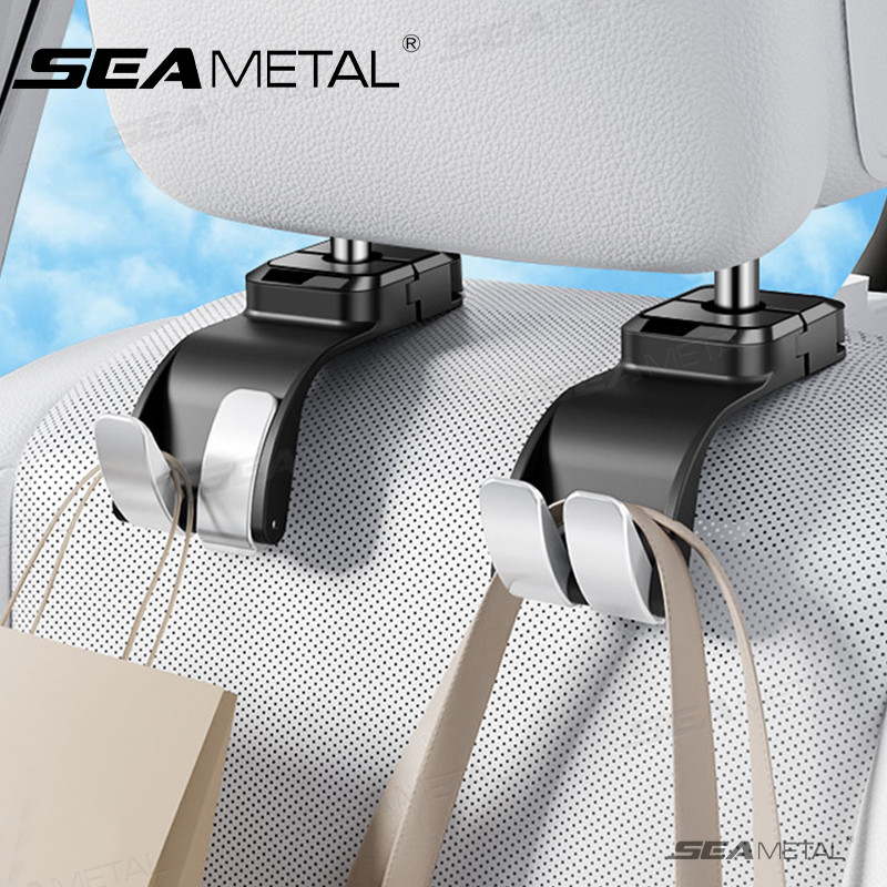SEAMETAL Móc Tựa Đầu Ô Tô Cao Cấp ABS Ghế Sau Treo Móc Kép 20KG Móc Treo Chịu Lực Lớn Đa Năng
