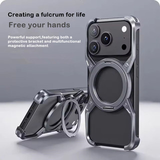 [JLK] Ốp Điện Thoại Đế Từ Hợp Kim Nhôm Cho iPhone 17 Pro Max 17Pro 16 15 14 13 Ốp Lưng Không Vành Kim Loại Có Thể Tháo Rời