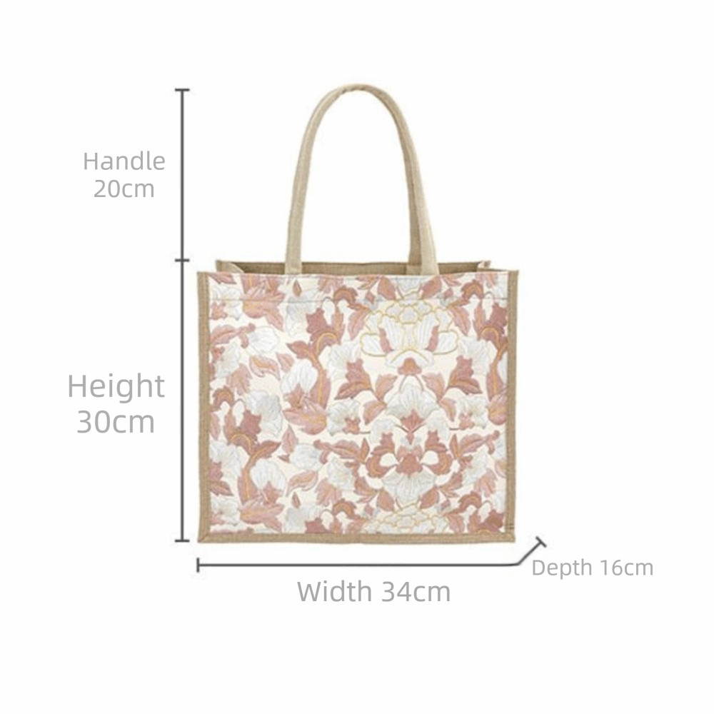 HOBBYIN Túi Tote Vải Lanh HOBBYIN, Túi Tote Hoa Thêu Tay Cầm Trên Di Động, Thời Trang Dung Tích Lớn Nhẹ Túi Nữ Văn Phòng Hàng Ngày