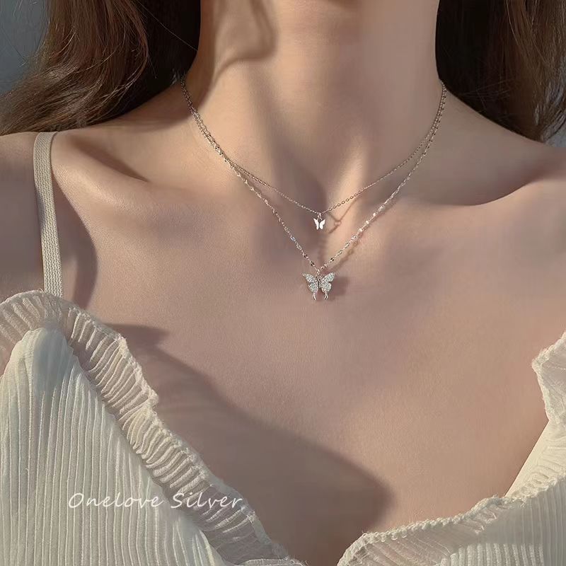 Vòng cổ nơ hai lớp bạc s999