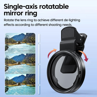 Elough Universal 52mm Polarizer CPL có kẹp Ống kính điện thoại di động Bộ lọc phân cực tròn cho điện thoại thông minh