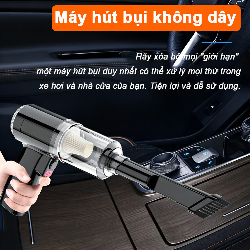 Máy Hút Bụi Không Dây 4in1 120W - Lực Hút Mạnh, Thiết Kế Cầm Tay, Lý Tưởng Vệ Sinh Ô Tô & Nhà