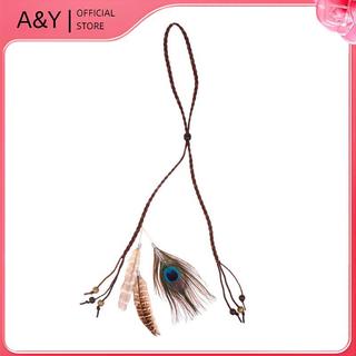 Mũ Boho Lông Vũ A&Y - Dây buộc tóc nữ tính, phụ kiện tóc thời trang Ấn Độ