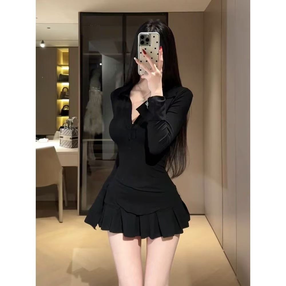 Váy ngắn đen phong cách mới thu đông xuân, dáng slim-fit phù hợp nữ