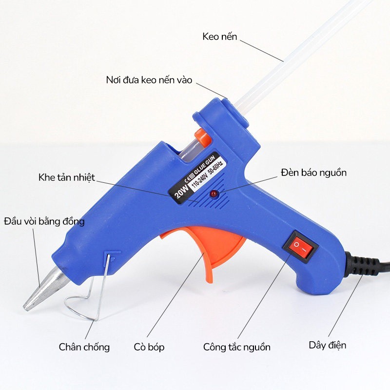 Súng nến bắn keo 20W chất lượng cao, dụng cụ bắn keo nến gọn nhẹ phục vụ đắc lực cho làm đồ thủ công và sửa chữa