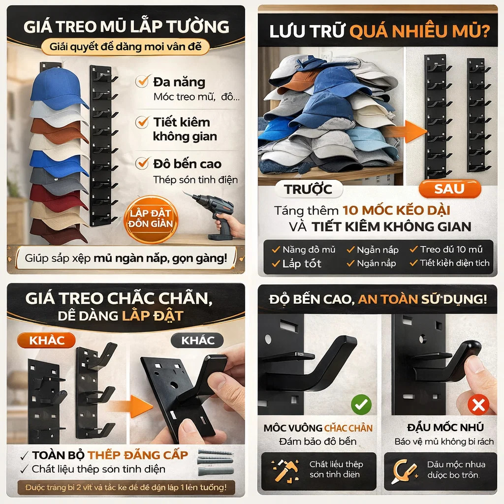 ⚡COD⚡Kệ để mũ bóng chày / Kệ lưu trữ đa năng / Kệ lưu trữ gia đình / Kệ để mũ bóng chày/Kệ trưng bày mũ bóng chày/tủ quần áo trong trung tâm mua sắm/kệ sắt để đồ đa năng