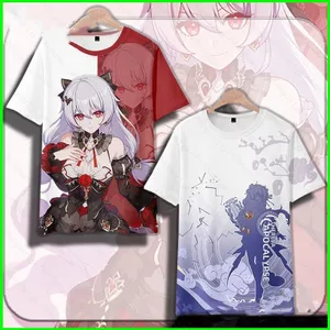 Áo thun cosplay Theresa Apocalypse từ Honkai Impact 3, vải full graphic, phù hợp mùa hè