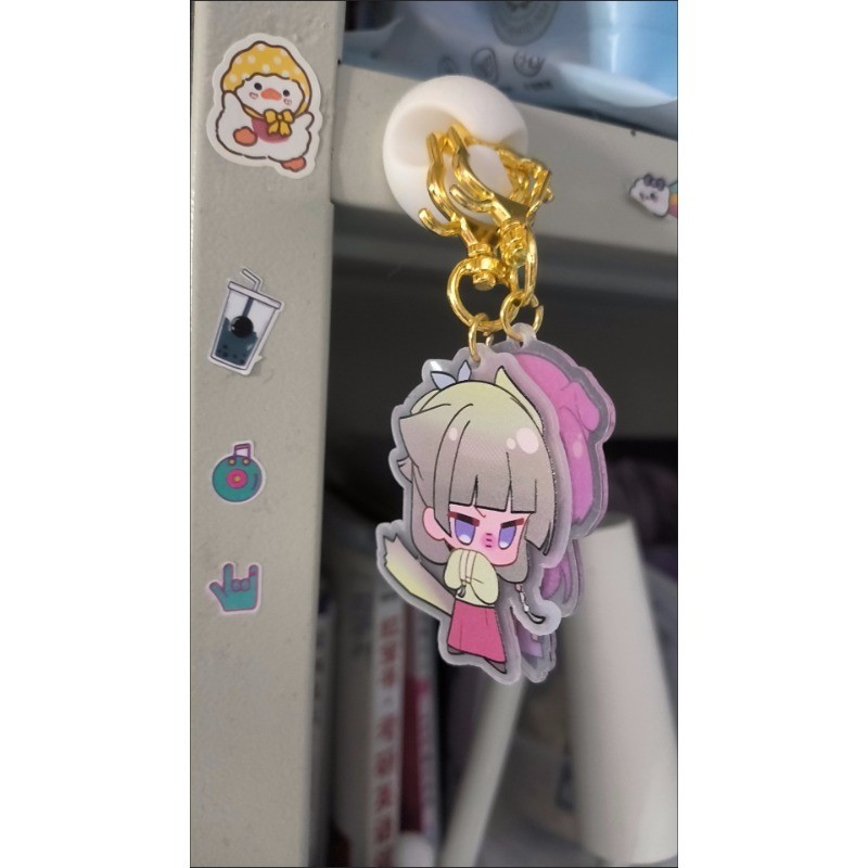 2Pcs/Set Anime Keychain Women Acrylic Key Chain Man Cute Key Ring Pendant Ornament Accessories Gift