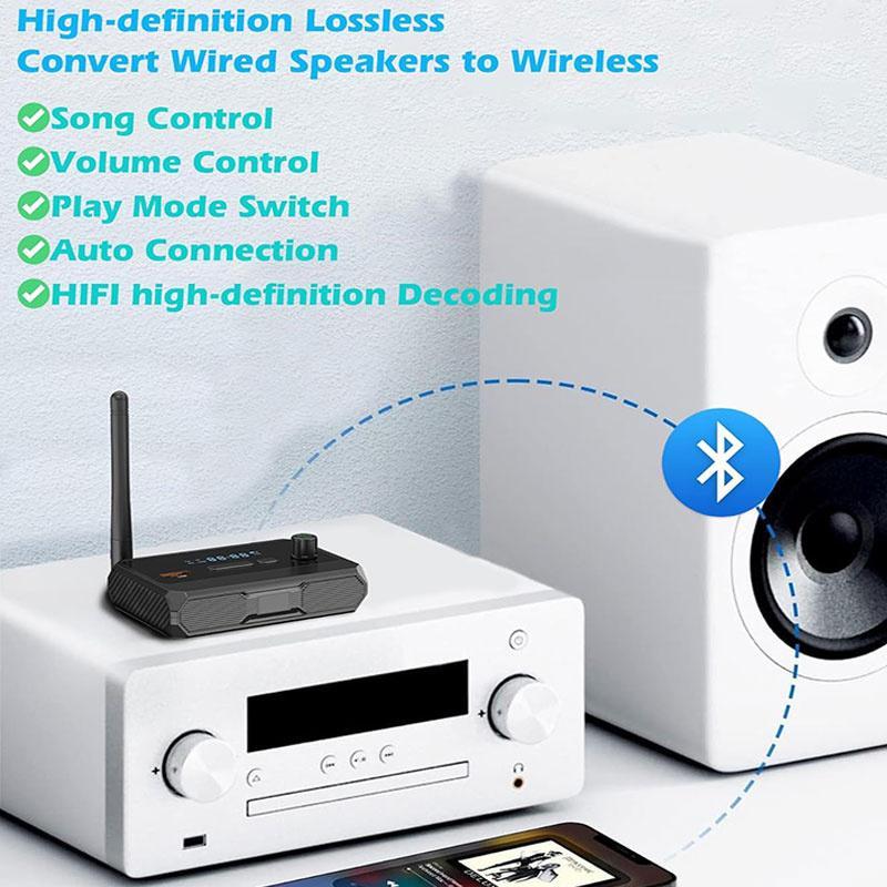 Newsmallbrains 5.3 Bộ thu âm thanh Hỗ trợ không dây Bộ chuyển đổi âm thanh đĩa chữ U với AUX 3,5 mm RCA quang Ja cho TV ô tô Loa PC NSB