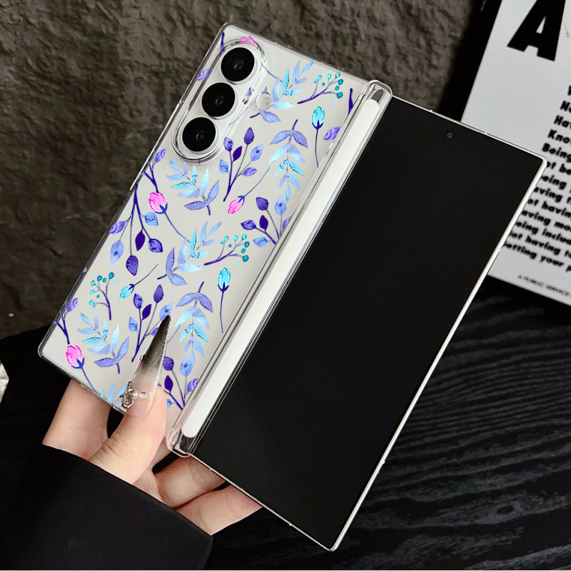 Ốp điện thoại trong suốt hấp phụ từ tính cho Samsung Galaxy Z Fold 7 6 5 Fold7 Fold6 Fold5 5G Vỏ chống sốc in hoa đầy màu sắc