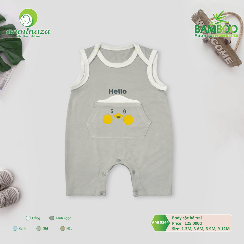 Body Đùi Sát Nách Bé Trai Anminaza Vải Sợi Tre Petit Mềm Mại Thấm Hút - Hàng Chính Hãng AMI0344