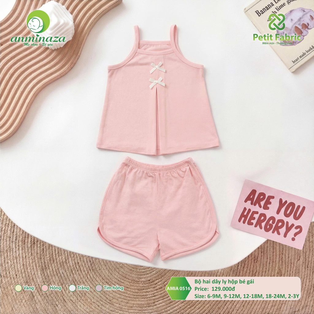 Bộ Hai Dây Bé Gái Anminaza Vải Sợi Tre Petit Mềm Mại Co Dãn - Hàng Chính Hãng AMI0516