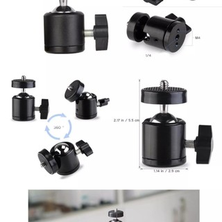 【COD】Thiết bị đầu bi hỗ trợ xoay 360 độ mượt mà, kết nối với chân máy ảnh hoặc chân đèn qua cổng vít 1/4 inch.