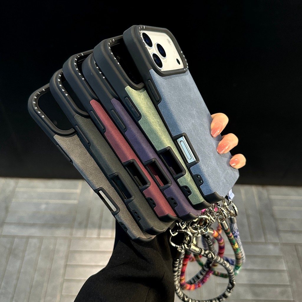 Họa tiết chất lượng cao, màu trơn đơn giản có dây đeo cổ tay Vỏ iPhone phù hợp cho iPhone 17 Pro Max, iPhone 17, 16, 15, 14, iPhone 13