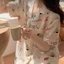 Hàng sẵn có Phong Cách Nhật Bản Sợi Cotton Kuromi Bộ Đồ Ngủ Tay Ngắn Nữ Seersucker Cardigan Ngọt Ngào Dễ Thương Homewear Phù Hợp Với
