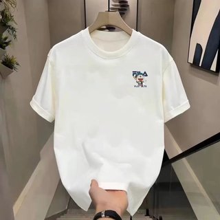 Áo thun nam cổ tròn in hình hoạt hình Doraemon một mặt, kiểu dáng thường ngày và thoải mái.