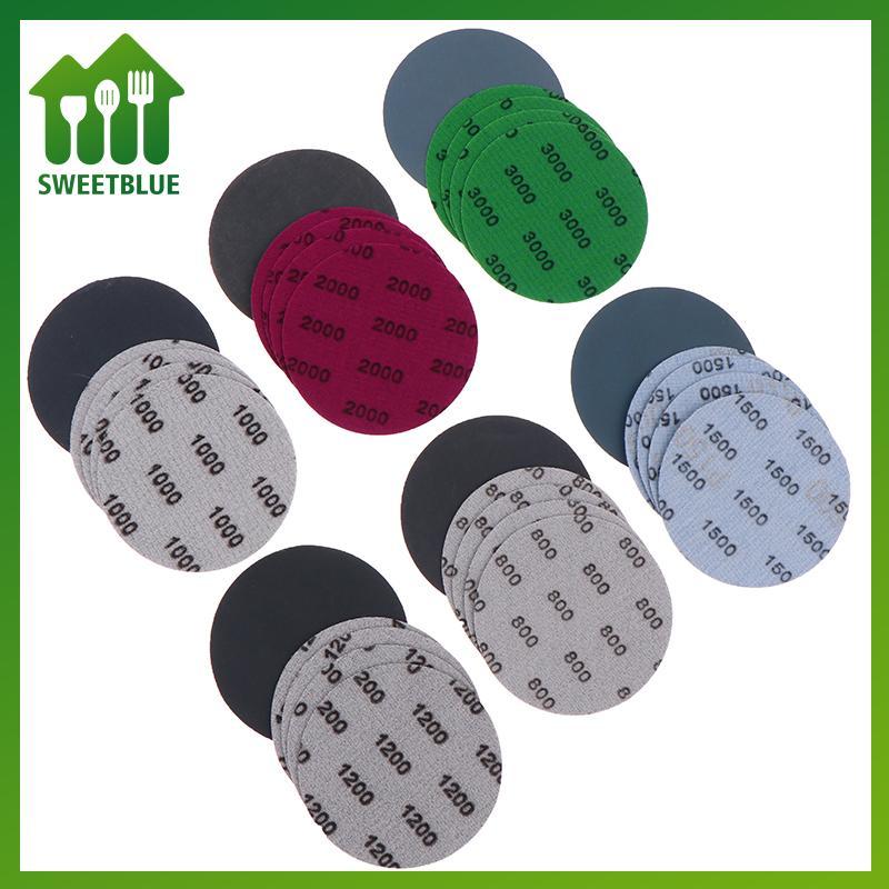 SWEET 30 Cái 3 Inch 75MM Bộ Giấy Chà Nhám 800-3000 Grit Đĩa Chà Nhám Khô Ướt Móc Vòng Giấy Nhám Dụng Cụ Mài Mòn Phù Hợp Với Kim Loại Gỗ n