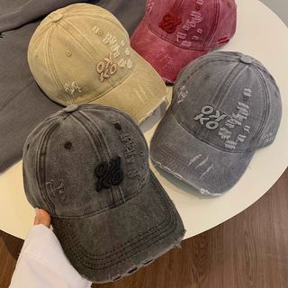 Mỹ Retro Rách Chữ Mũ Bóng Chày Nữ Đau Khổ Tất Cả Trận Đấu Rửa Đạt Đỉnh Mũ Đầu Lớn Chu Vi Mặt Nhỏ Mũ Hợp Thời Trang