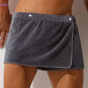 Quần Short Nam SAIA Gợi Cảm, Quần Short Tắm Bơi Ngắn, Bộ Đồ Ngủ Dày Mềm Microfiber Bên Chia Khăn Tắm Quần Dành Cho Nam
