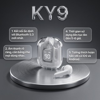Tai Nghe không dây nhét tai KY9 Bluetooth 5.3 Chống nước Có Microthể thao thời trang gaming chống ồn