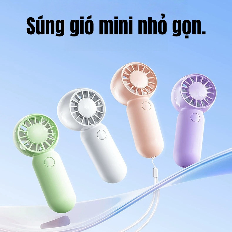 Quạt mini cầm tay siêu nhỏ, quạt nhỏ gọn cho dân văn phòng, sạc điện, có thể đeo treo tiện lợi.