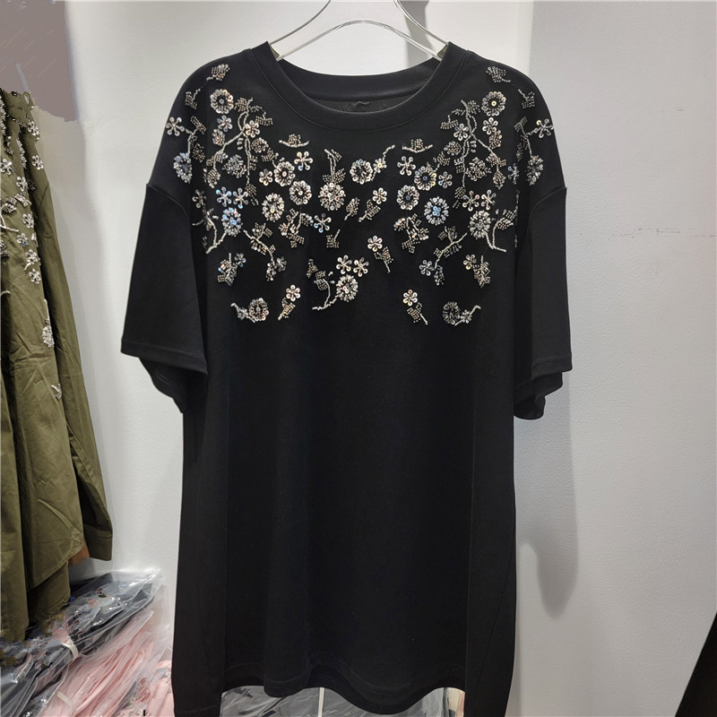 Áo thun nữ tay ngắn phong cách Mỹ và châu Âu, phù hợp công nghiệp nặng, trendy xuân hè