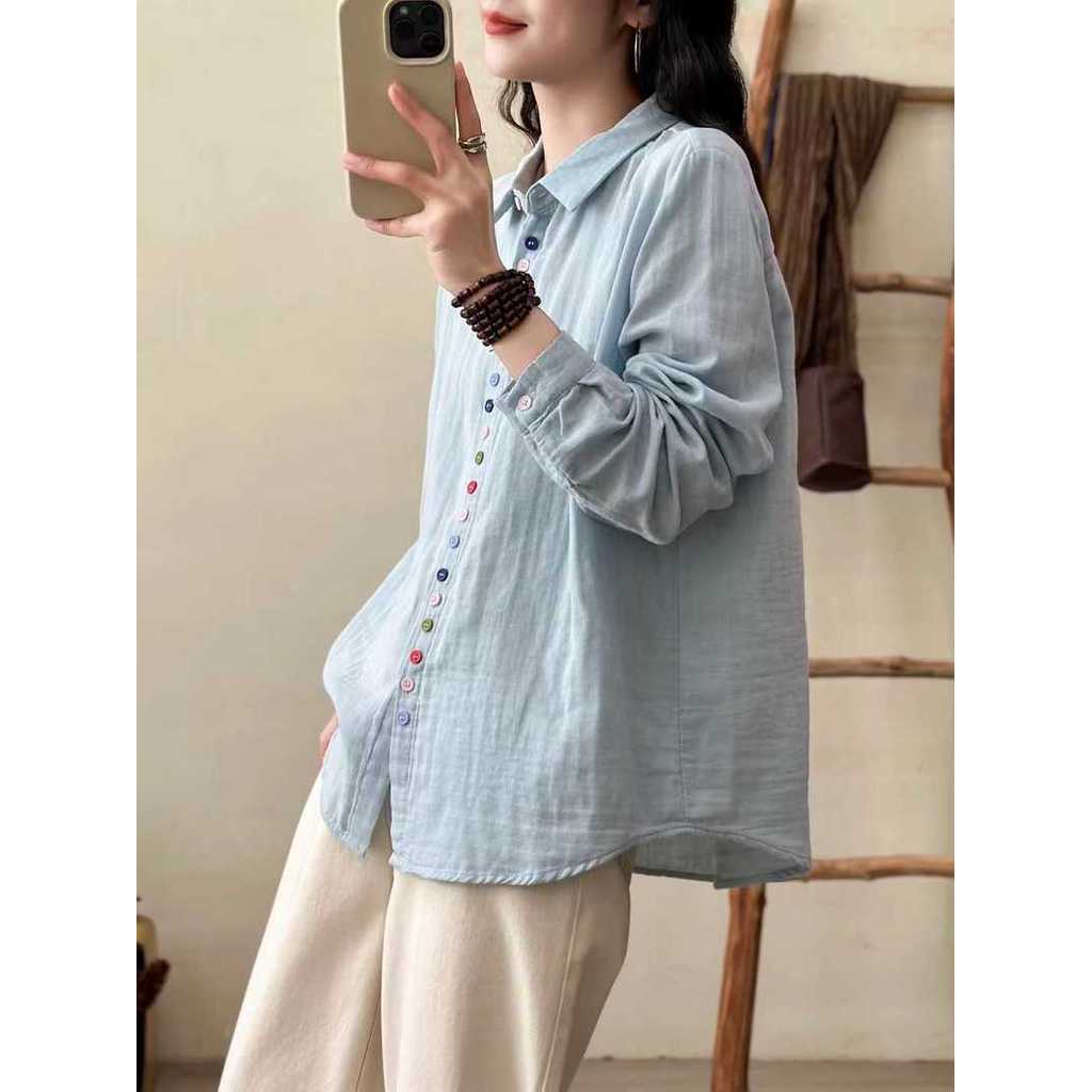 <![CDATA[Áo sơ mi nữ 100% cotton dài tay màu mới]]>