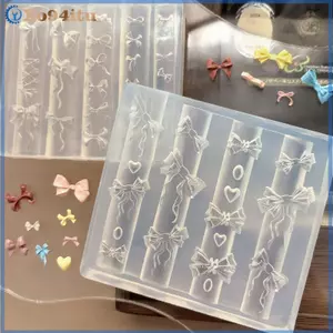 XOITU 3D Ruy Băng Nơ Hình Khuôn Dập Stencils UV Gel Ba Lan Khuôn Nghệ Thuật Silicon Khắc Khuôn DIY Thiết Kế Móng Tay Charm Trang Trí VN