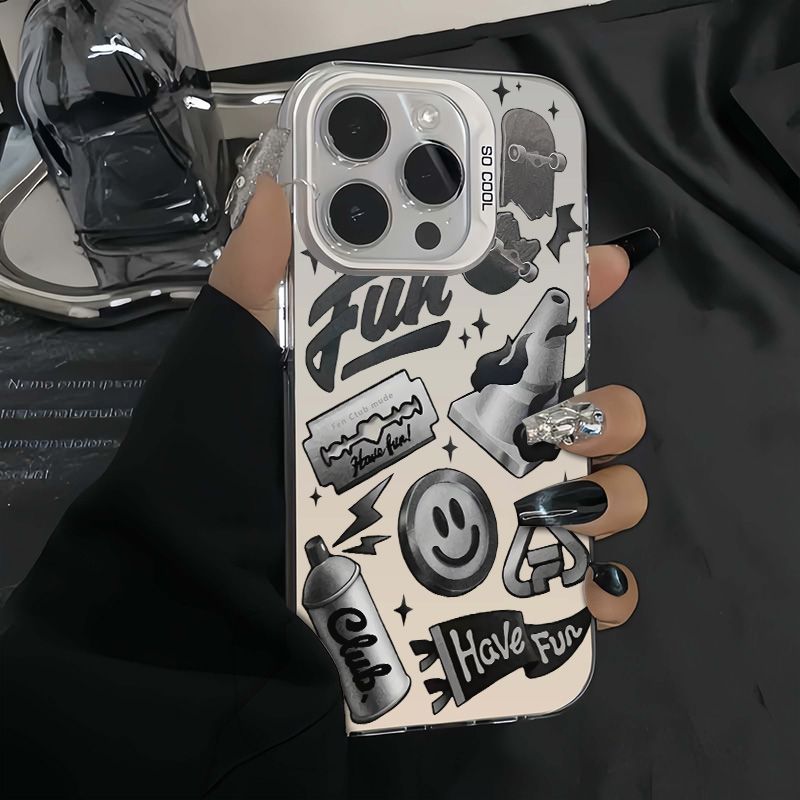 Phim hoạt hình minh họa cho iPhone 17 Blast 16 Hard Case 15 Vỏ điện thoại 14promax Màu Bạc 13 Cao cấp 12 Frosted
