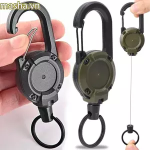 Kéo cuộn Carabiner với dây đàn hồi thu vào dễ dàng, móc chìa khóa và khóa dây thép chịu lực cao, phù hợp sử dụng ngoài trời.