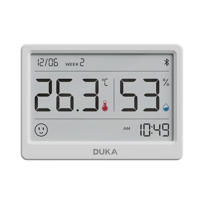 DUKE MOODA TH2 Cảm biến đồng hồ nhiệt độ và độ ẩm thông minh Điện kỹ thuật số Máy đo độ ẩm Trạm thời tiết Nhắc nhở vui nhộn thông minh CN