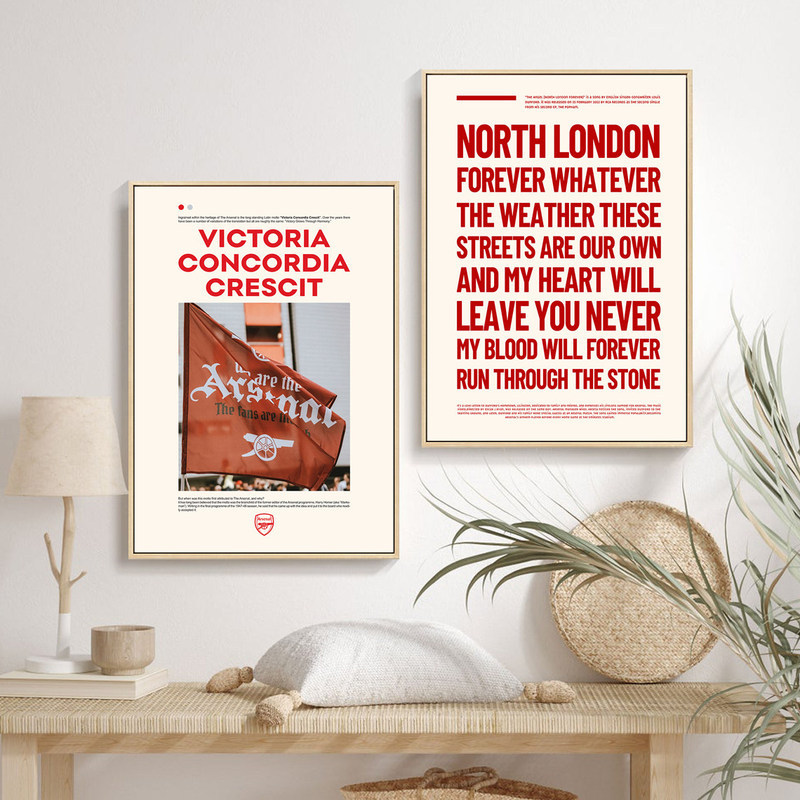 Arsenal Forever North London Canvas Poster Premier League Câu lạc bộ bóng đá Nghệ thuật treo tường Phòng khách Trang trí nội thất Không khung